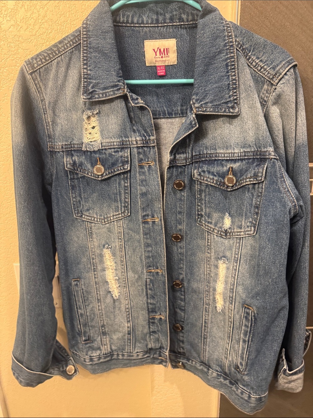 YMI Light Blue Distressed Denim Jacket